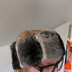 Chinchilla Headband and Leather/Chinchilla Gloves